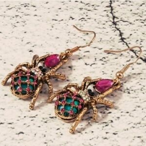 Betsey Johnson Green and Purple Insect Earrings